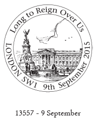 Postmark depicting Buckingham Palace.