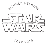 Postmark showing Star Wars logo.