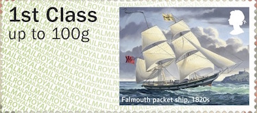 Faststamp showing Falmouth Packet Ship.