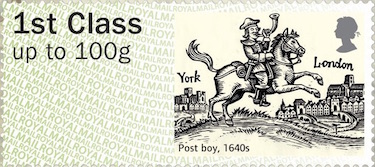 Faststamp showing 1640s Postboy.