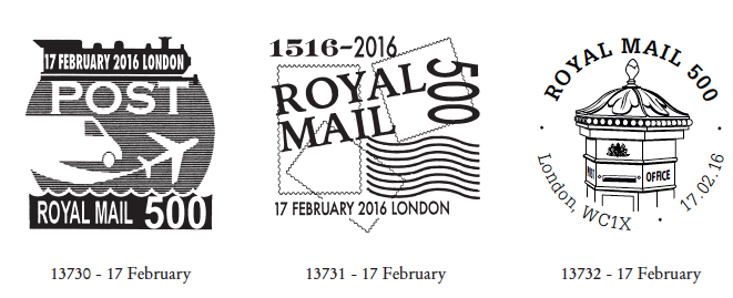 The Postmarks marking 500th anniversary of Royal Mail.