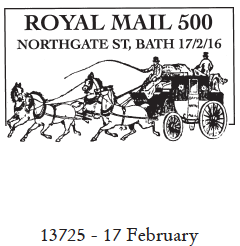 Postmark showing a mailcoach.