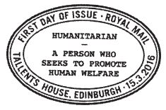 Official First day postmark for British Humanitarians stamp issue.