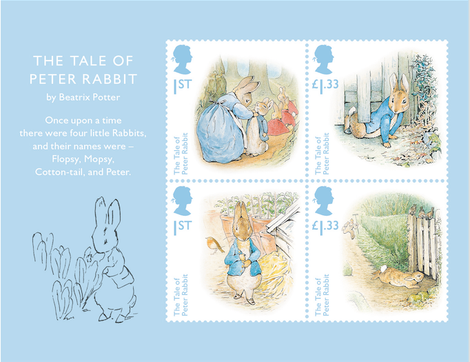 Beatrix Potter miniature stamp sheet.