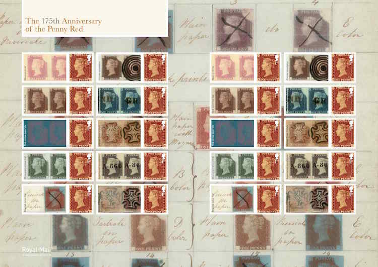175th Anniversary of the Penny Red generic smilers stamp sheet.