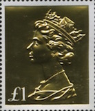 Arnold Machin £1 gold anniversary stamp.