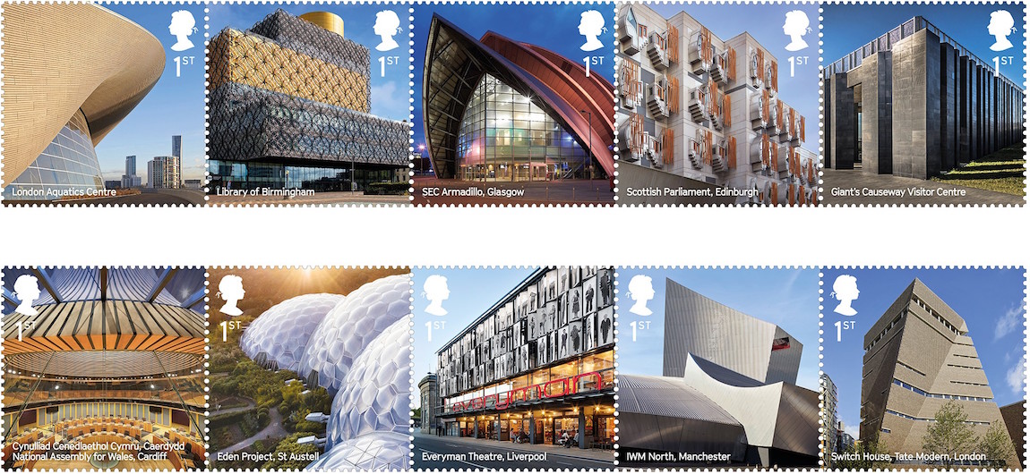 Set of 10 architecture stamps .