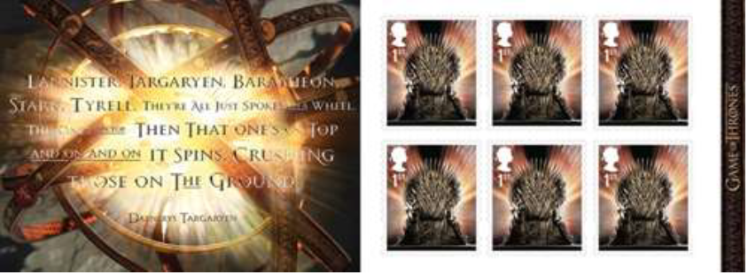 Game of Thrones 2018 retail stamp booklet.