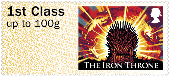 Game of Thrones Post and Go 1st class stamps.