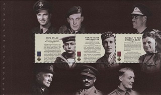 printing error (missing gold) on British Victoria Cross stamps.