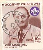 1984 Sheffield Scout Stamp showing Chief Scout Lord Maclean 1959-71.