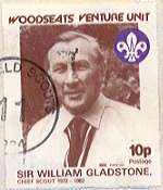 1984 Sheffield Scout Stamp showing Chief Scout Sir William Gladstone 1972-82.