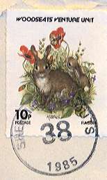 1985 Sheffield Scout Post rabbit stamp.