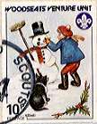 Sheffield Scout Stamp 1988 Buidling a Snowman.