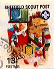 Sheffield Scout Stamp 1992 Teddy bear, bed and toys.