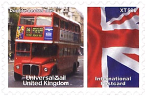 UniversalMail UK Postcard stamp Oct 2008: Routemaster Bus.