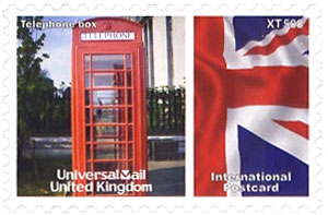 UniversalMail UK Postcard stamp Oct 2008: Telephone Kiosk.