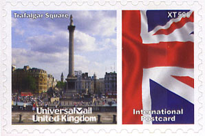 UniversalMail UK Postcard stamp Oct 2008: Trafalgar Square (Day).