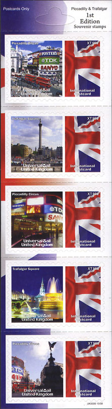 UniversalMail UK stamp sheet Picadilly & Trafalgar.