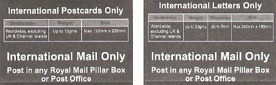 reverse of UniversalMail UK stamp sheets.