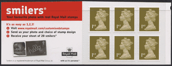 booklet of 6 1st class definitive stamps with advertisement inside front cover