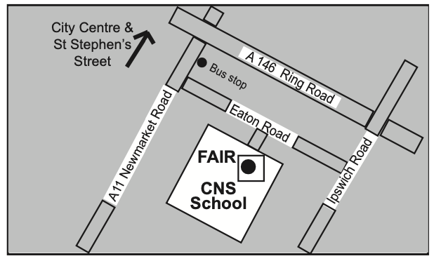 Map of Cit of Norwich School site for October stamp fair