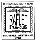 postmark showing RAFLET Stamp Club logo.
