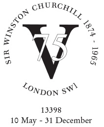 Postmark with V75 symbol. 